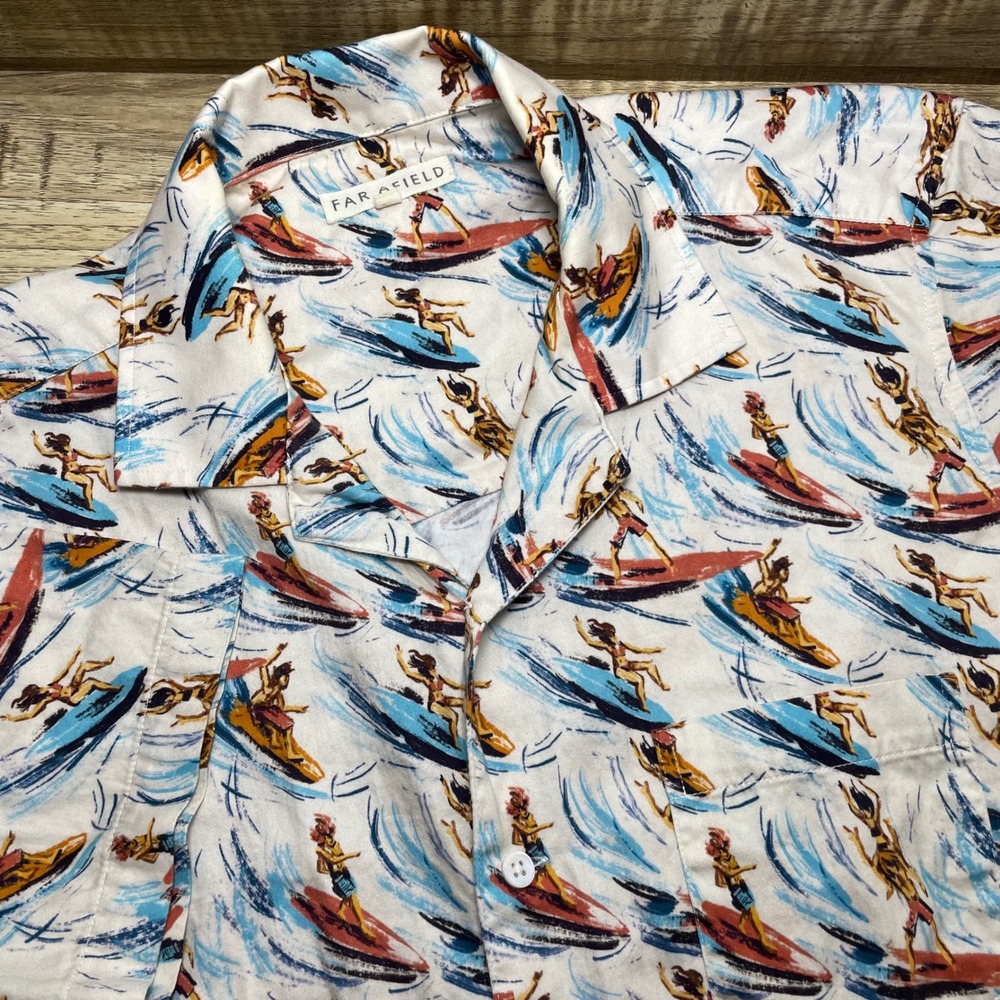 Far Afield Stachio Slipstream Beach Camp Collar Cotton Shirt Men 2-Med Huckberry